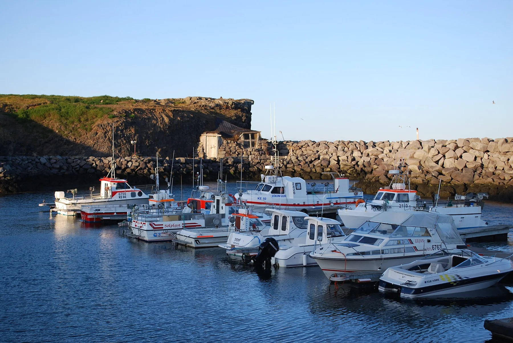 Modern Keflavík harbor context only; not evidence from 1974.